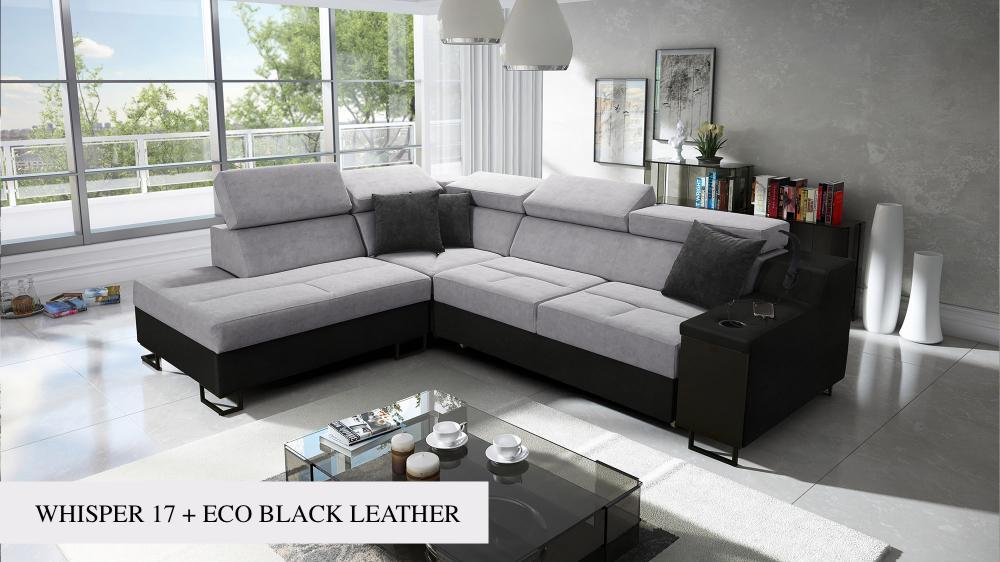 Ample VII corner sofa, light grey colour, Front View