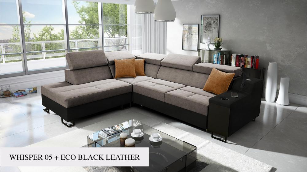 Ample VII corner sofa, light grey colour, pet frendly