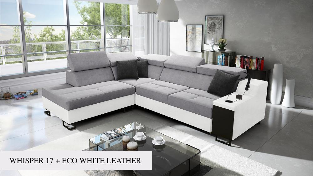 Ample VII corner sofa, light grey with white corners