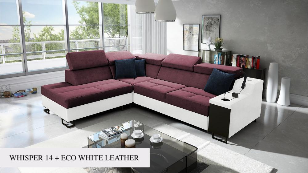 Ample VII corner sofa, purple and white mix colour