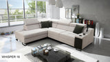 Ample VII corner sofa, white colour, with lamp and usb charger