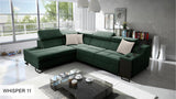 Ample VII corner sofa, dark green colour, close-up