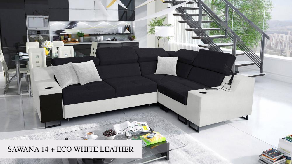 ALICANTE II corner sofa bed, black Front Side