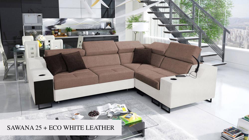 ALICANTE II corner sofa bed, milk chocolate colour