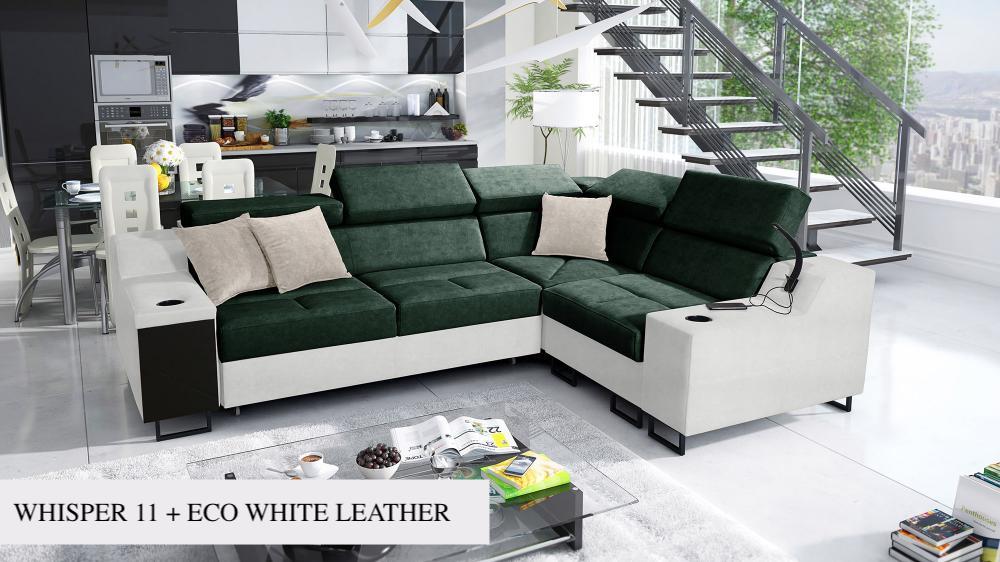 ALICANTE II corner sofa bed, dark green angle colour