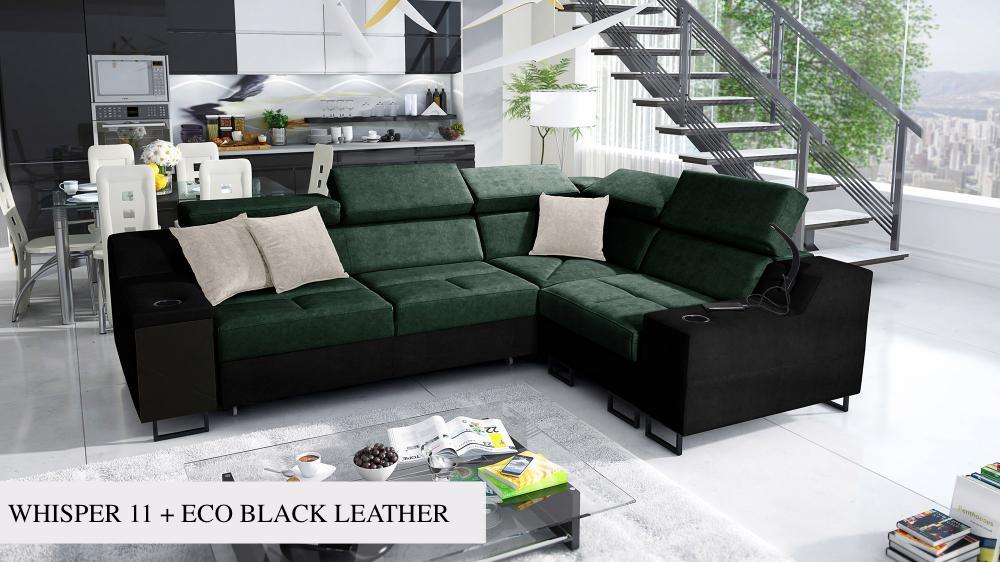 ALICANTE II corner sofa bed, dark green colour