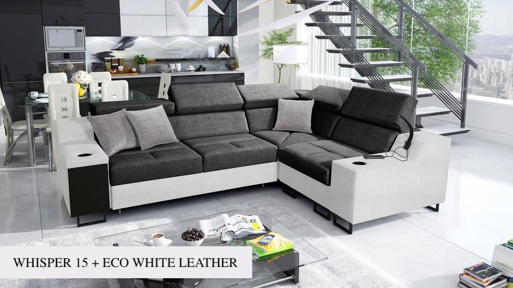 ALICANTE II corner sofa bed, silver colour