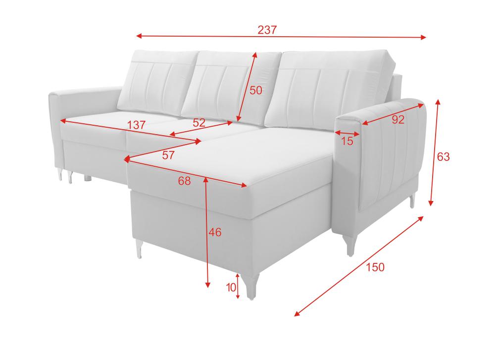 Baris Right  Hand Facing Chaise End Storage Deluxe Sofa Bed