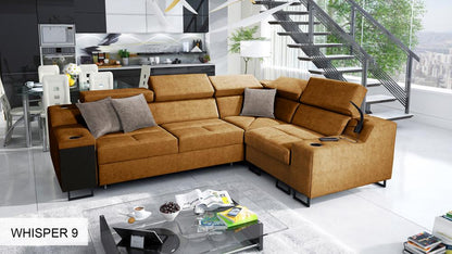 ALICANTE II corner sofa bed, power full gold colour