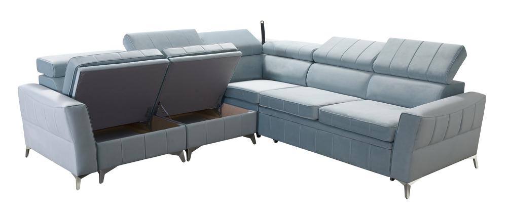 Baron IV left hand facing velvet corner sofa bed