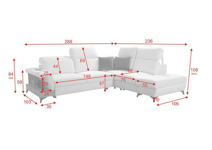 Bravo VII 4 seater corner sofa bed arm open end corner