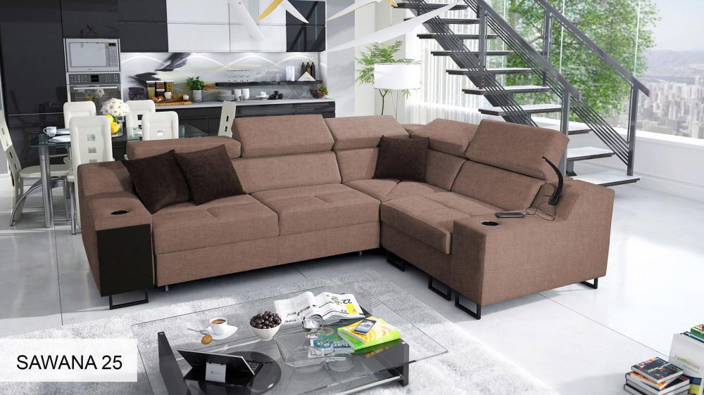 ALICANTE II corner sofa bed, coco colour