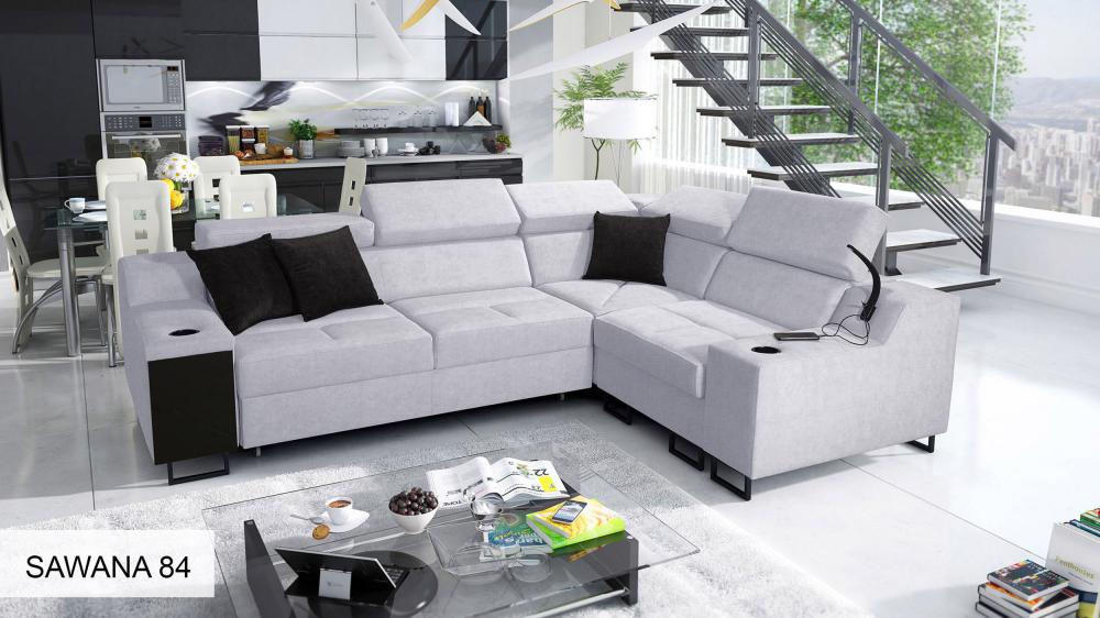 ALICANTE II corner sofa bed, white luxury colour