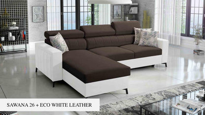 Baltico I Mini small corner sofa, brown colour, side angle