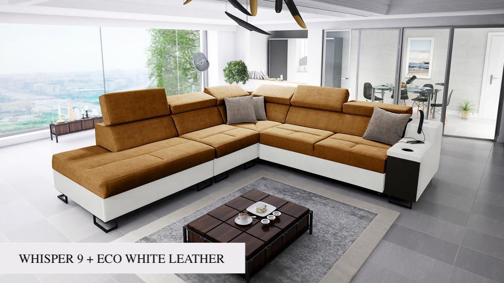 ALICANTE IX corner sofa, gold and white colour mix