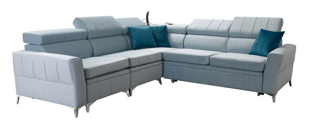 Baron IV left hand facing velvet corner sofa bed