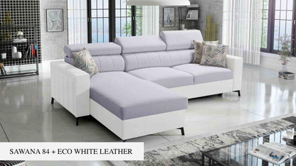 Baltico I Mini small corner sofa, light grey with white features