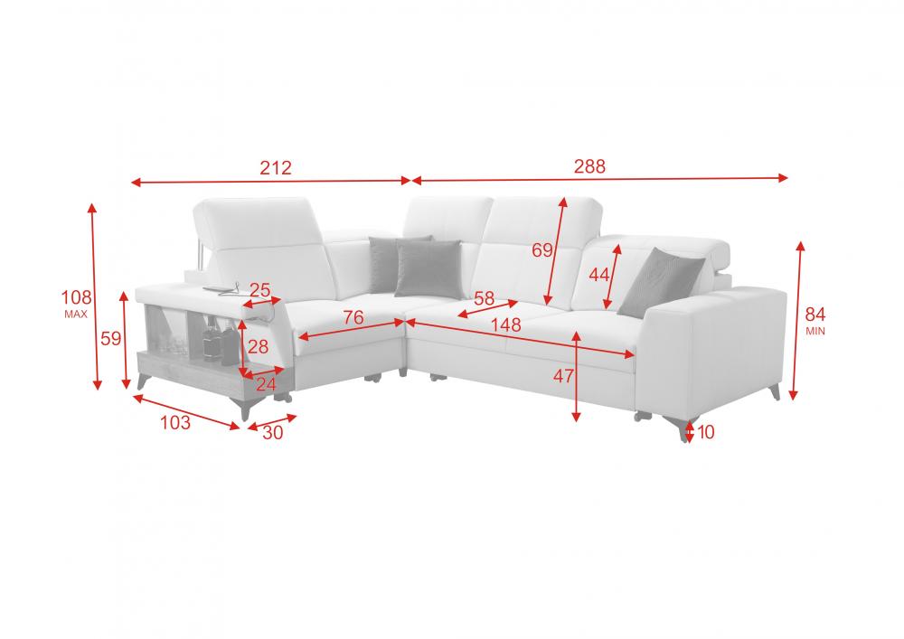 Bravo II LHF 3-Seater Corner Sofa Bed