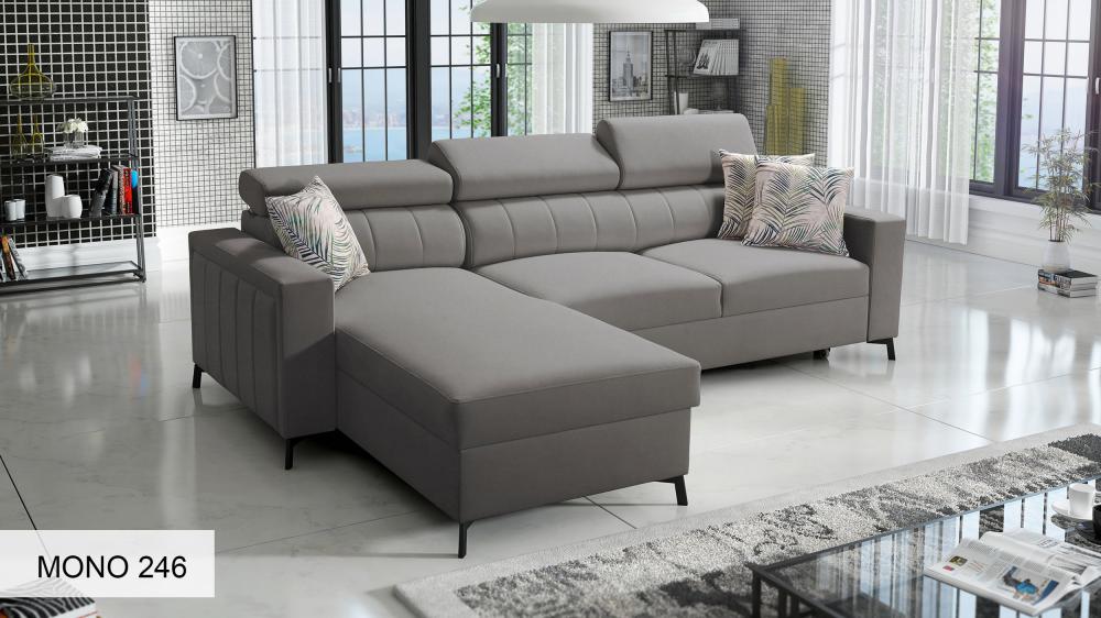 Baltico I Mini small corner sofa, grey colour, site profile