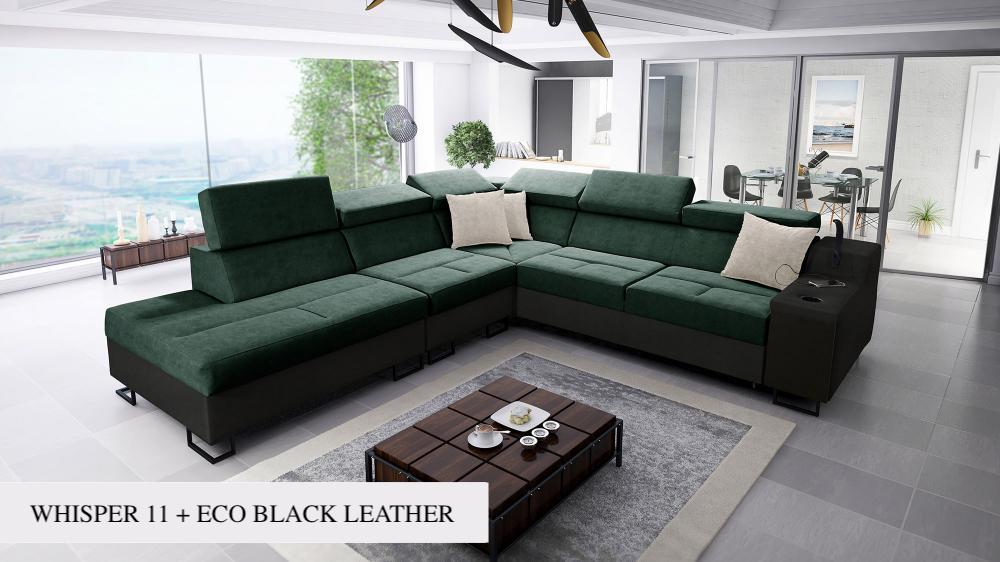 ALICANTE IX corner sofa, green and black