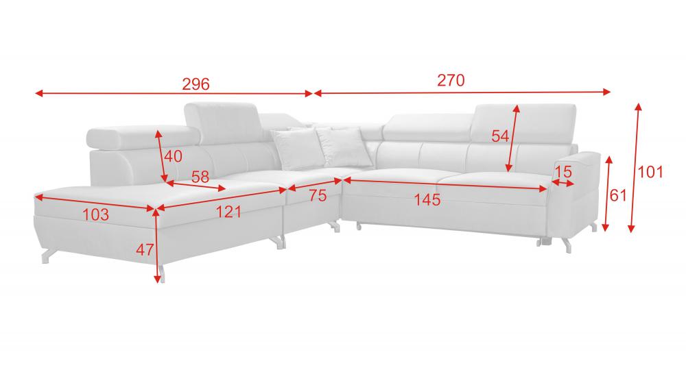 Vento VIII Left Hand Facing Arm 4 Piece Open End Corner