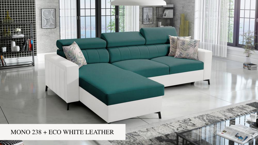 Baltico I Mini small corner sofa, white and grey colour