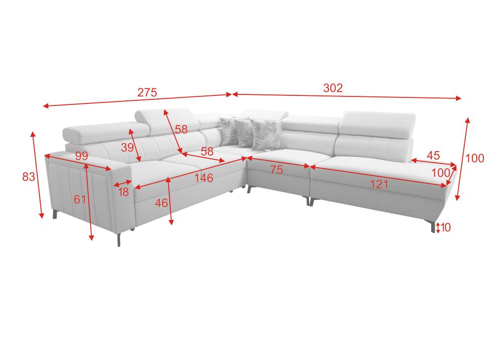 Bloom VIII Right Hand Facing Arm 4 Piece Open End Corner Sofa